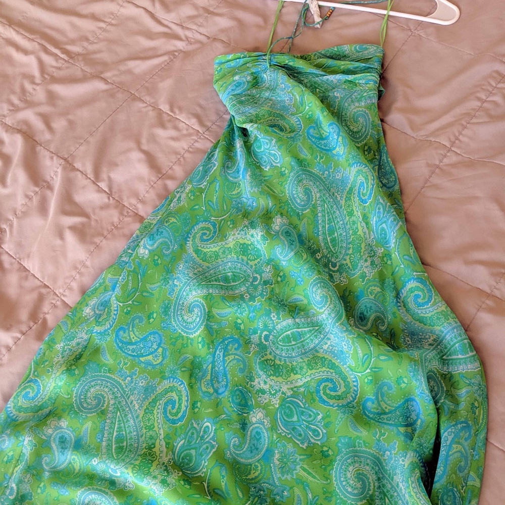 LAUREN Ralph Lauren green and blue halter dress